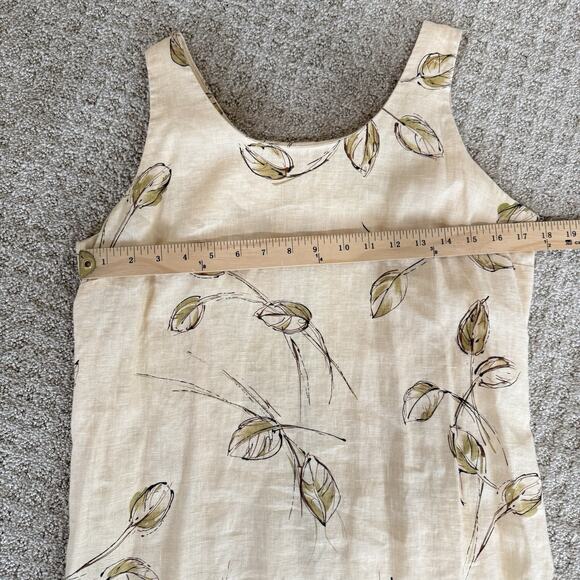 Rafaella Dress Womens 10 White Tan Floral Linen Casual Zip Back Maxi Sundress - Picture 12 of 16